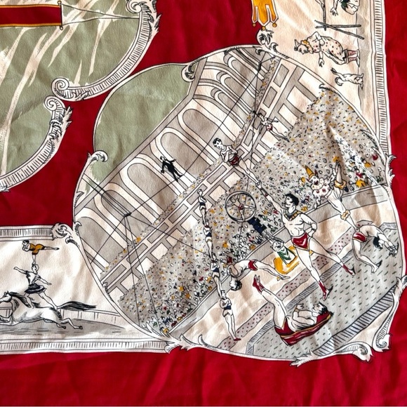 BANANA REPUBLIC Vintage Circus Print Silk Scarf – Made in Japan – 34”x34” - Picture 7 of 11
